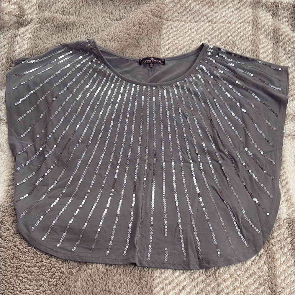 Gray Sequin Embellished Women's Top